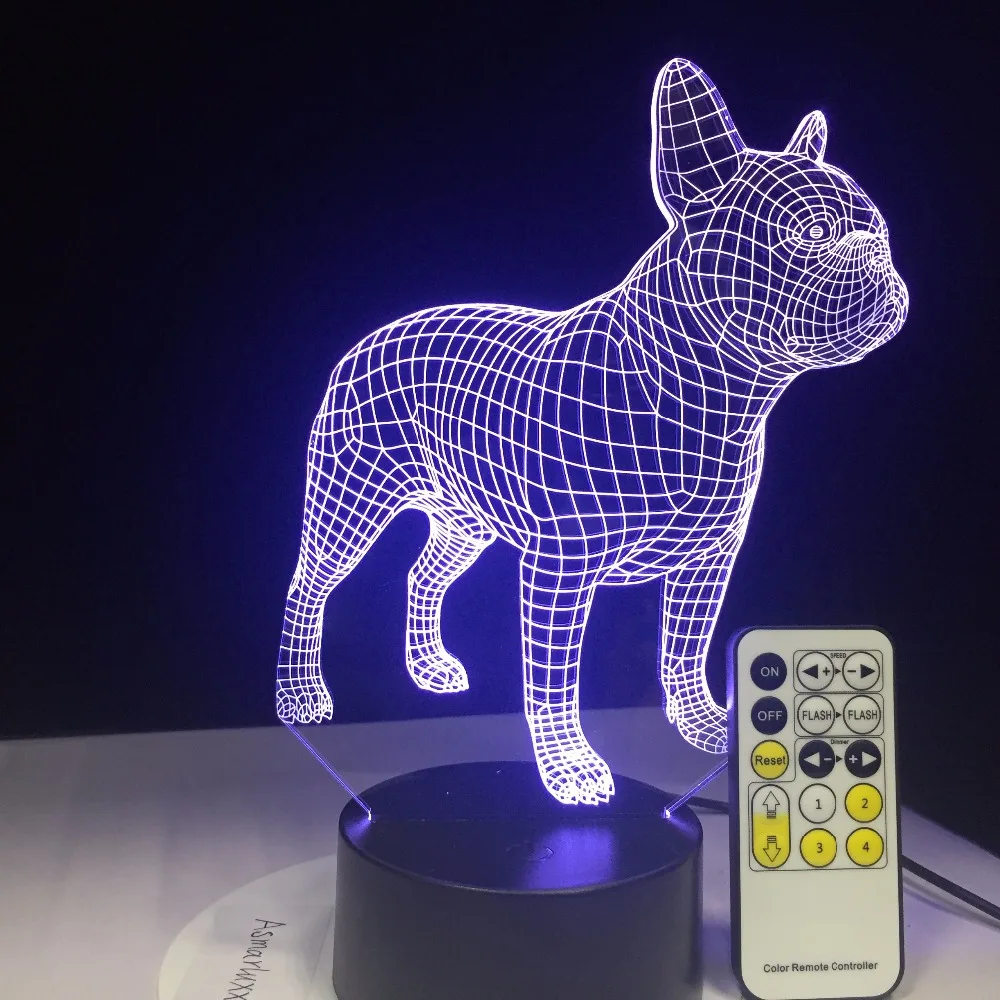 Настольная 3d лампа в виде французского бульдога с дистанционным или сенсорным