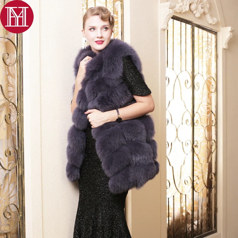 2021 для женщин Модные зимние сапоги из натурального меха лисы меховой жилет 100%