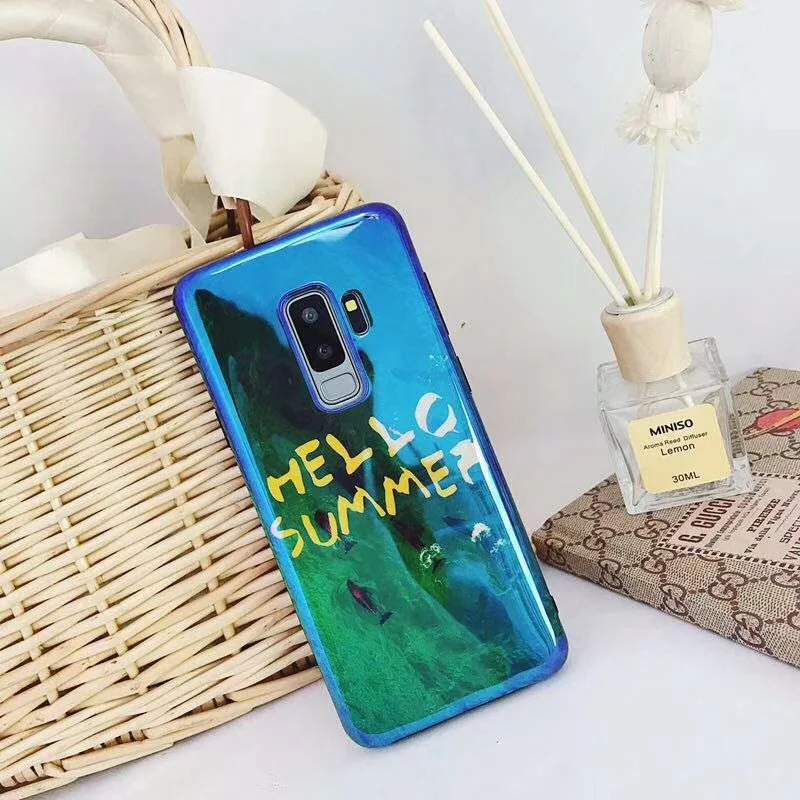 Ретро Здравствуйте лето темно-зеленые фотообои для Sam S9 S9edge S8 S8edge S7edge Note8 мягкая