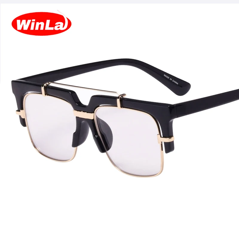 Winla новинка модные квадратные очки прозрачные двойной мост Ретро стиль