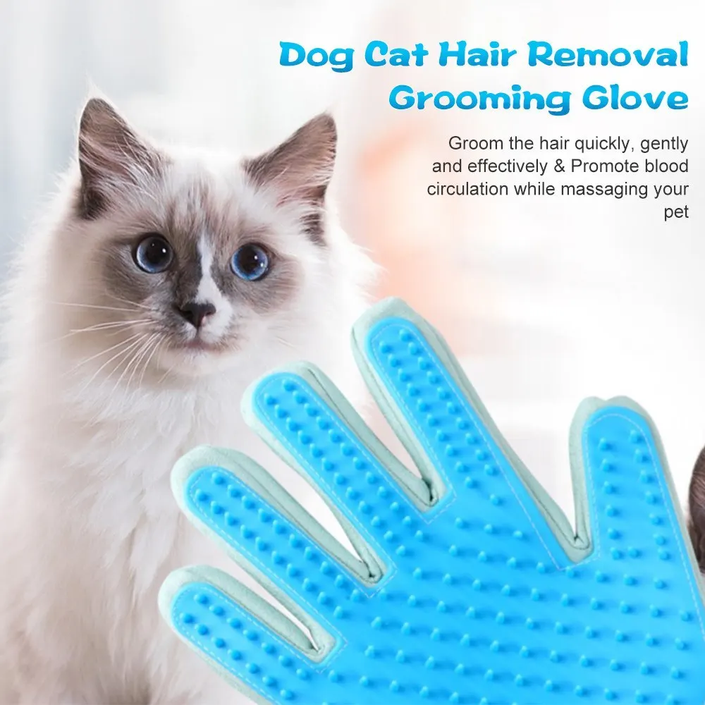 Силиконовая перчатка для вычесывания домашних питомцев эффективная груминга