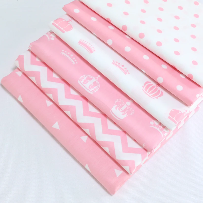 

50x160cm Pink Dot Crown Print Cotton Fabric for Sewing Quilting Bedding Cloth Cotton Pattern Fabrics Patchwork Tissu Tilda