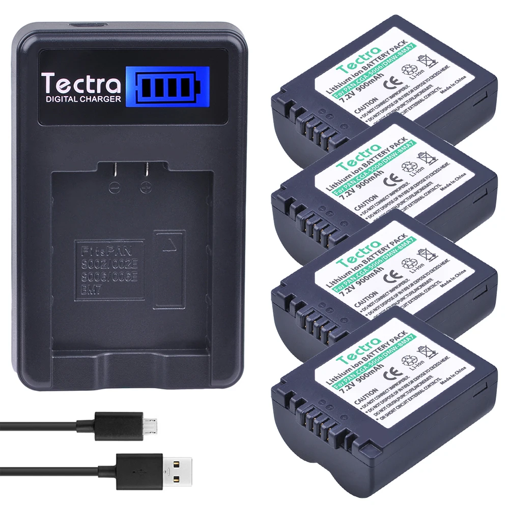 Аккумулятор 4 x CGA S006 S006A DMW BMA7 + ЖК USB зарядное устройство для Panasonic DMC FZ7 FZ8 FZ18 FZ28 FZ30 FZ35