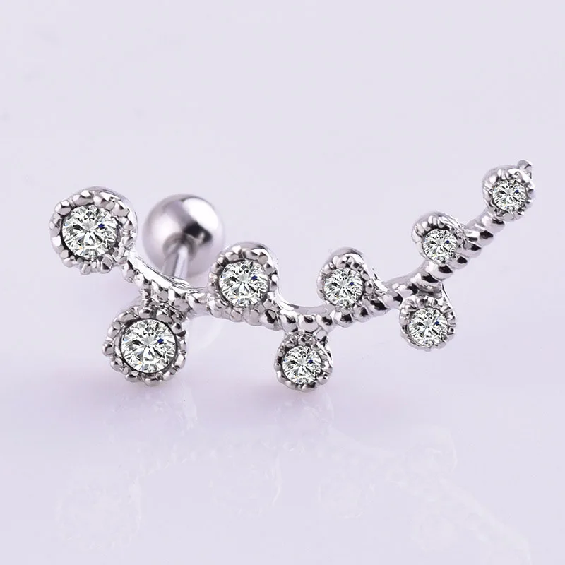 1 пара пирсинг хряща для ушей хирургическая стальная штанга хрустальные