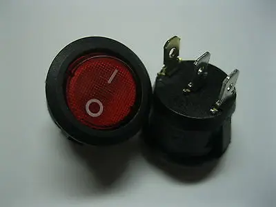 

30 pcs Circular Rocker Switch ON-OFF Red Cap with LED 3 pin 6A 250V 20mm