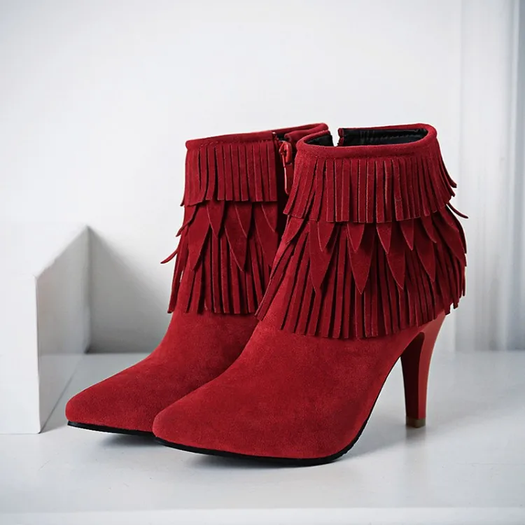 Большие размеры 34 48 ботильоны женские пикантные полусапожки на высоком каблуке