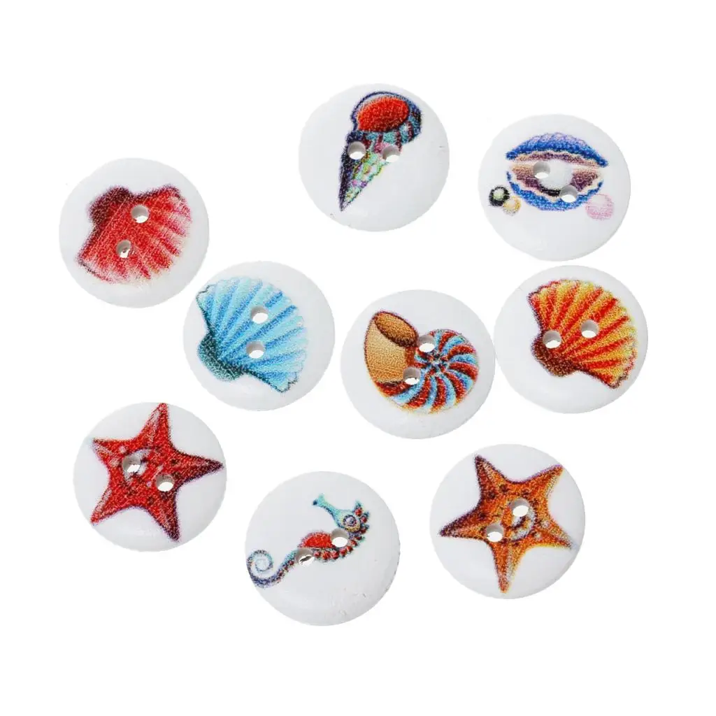 Деревянные пуговицы для скрапбукинга Круглые смешанные 2 отверстия смешанный