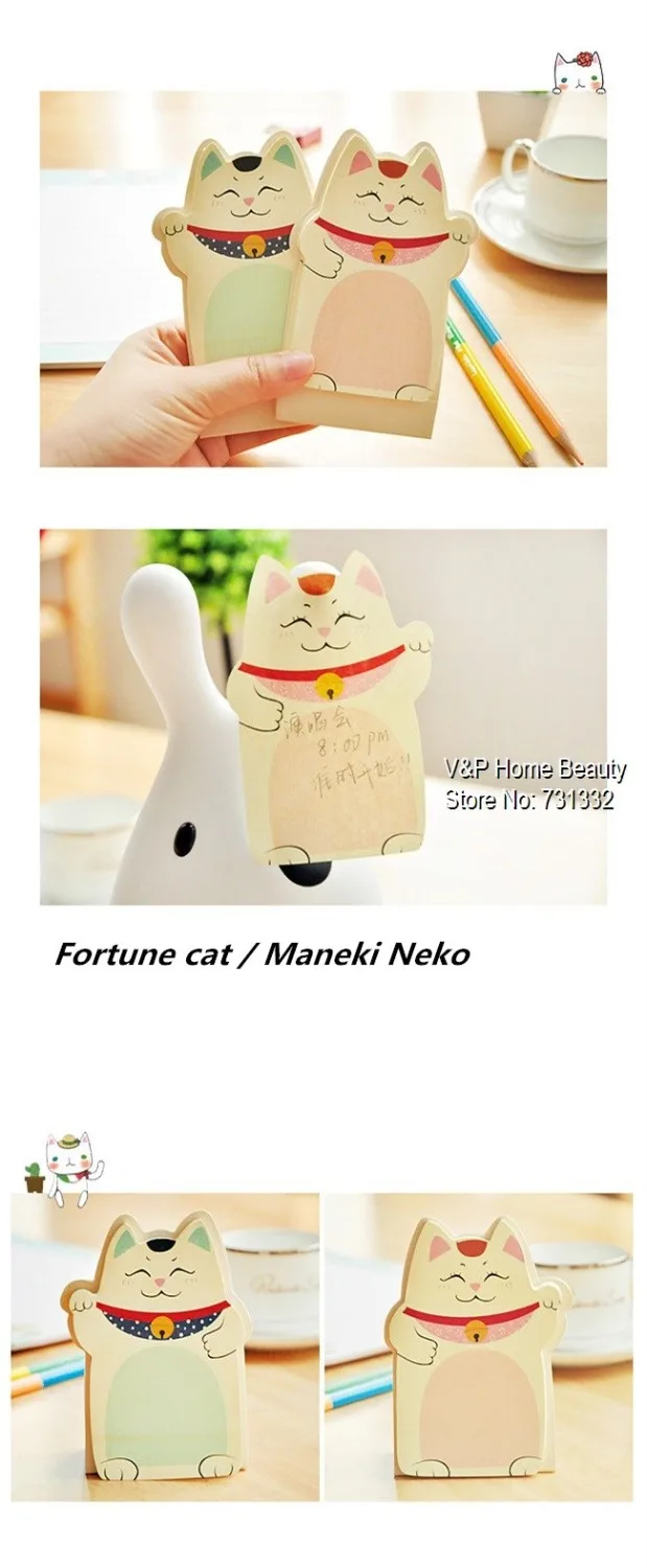 6 шт./лот Kawaii fortune Cat memo pad Table Posti notes Канцтовары офисные принадлежности Школьные