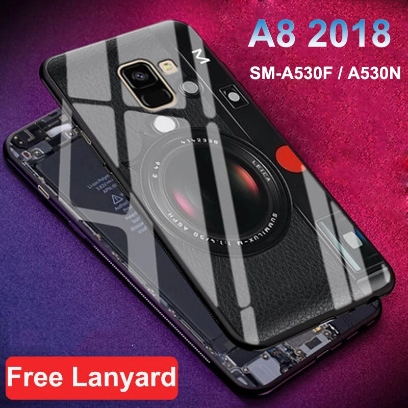 Чехол для Samsung Galaxy A8 2018 ретро Из Закаленного жесткого стекла задняя крышка A530 A530F
