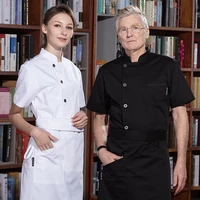 2020 new arrival restaurant kitchen chef wear short sleeved chef uniforms baker workwear for women