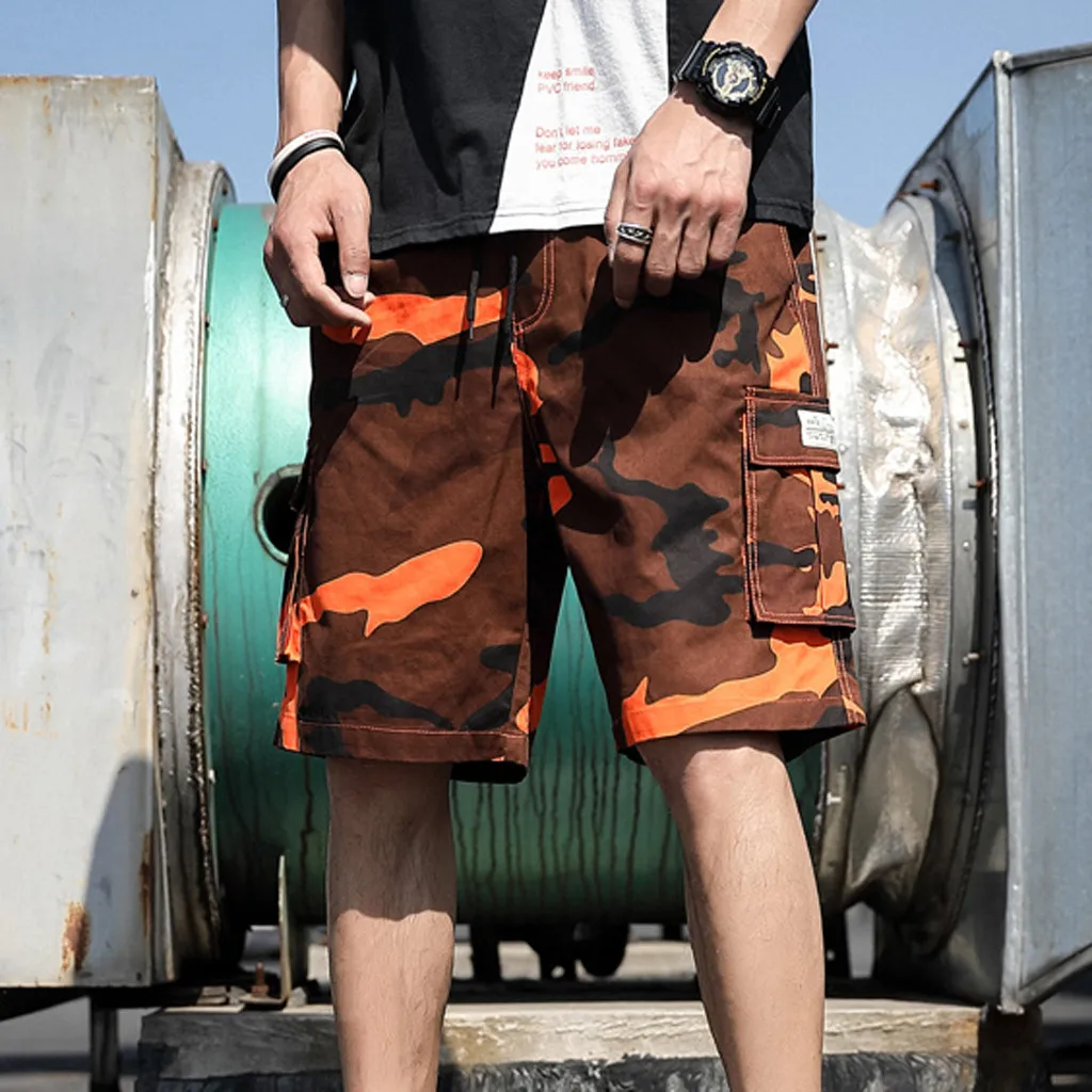 Men's Summer Fashion Simple Wild Outdoors Casual Camouflage Overalls Plus Size Sport Shorts Loose Mid Pants Calcoes casuais 50