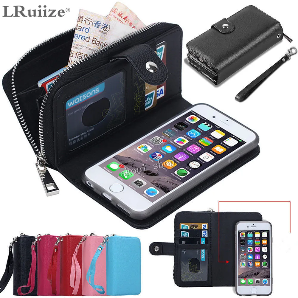 LRuiize Women man PU Leather Zipper Handbag Wallet Purse with Card Slot Phone Case Cover For Apple iphone X 8 7 6S/Plus 5S SE 4S | Мобильные