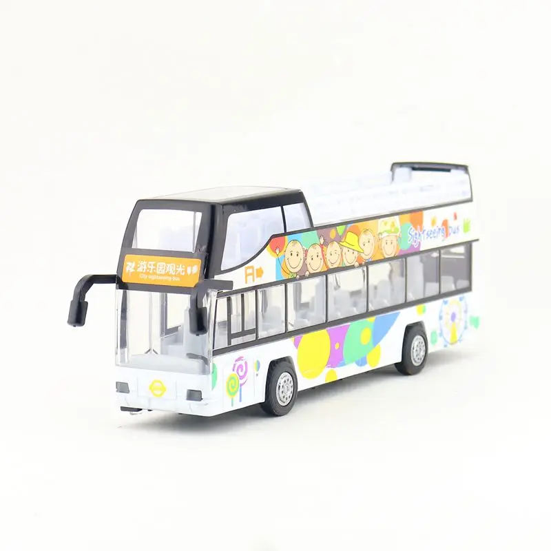 Diecast Vehicle Model Pull Back City Sightseeing Luxury Bus Toy Car Sound & Light Educational Collection Gift For Children | Игрушки и