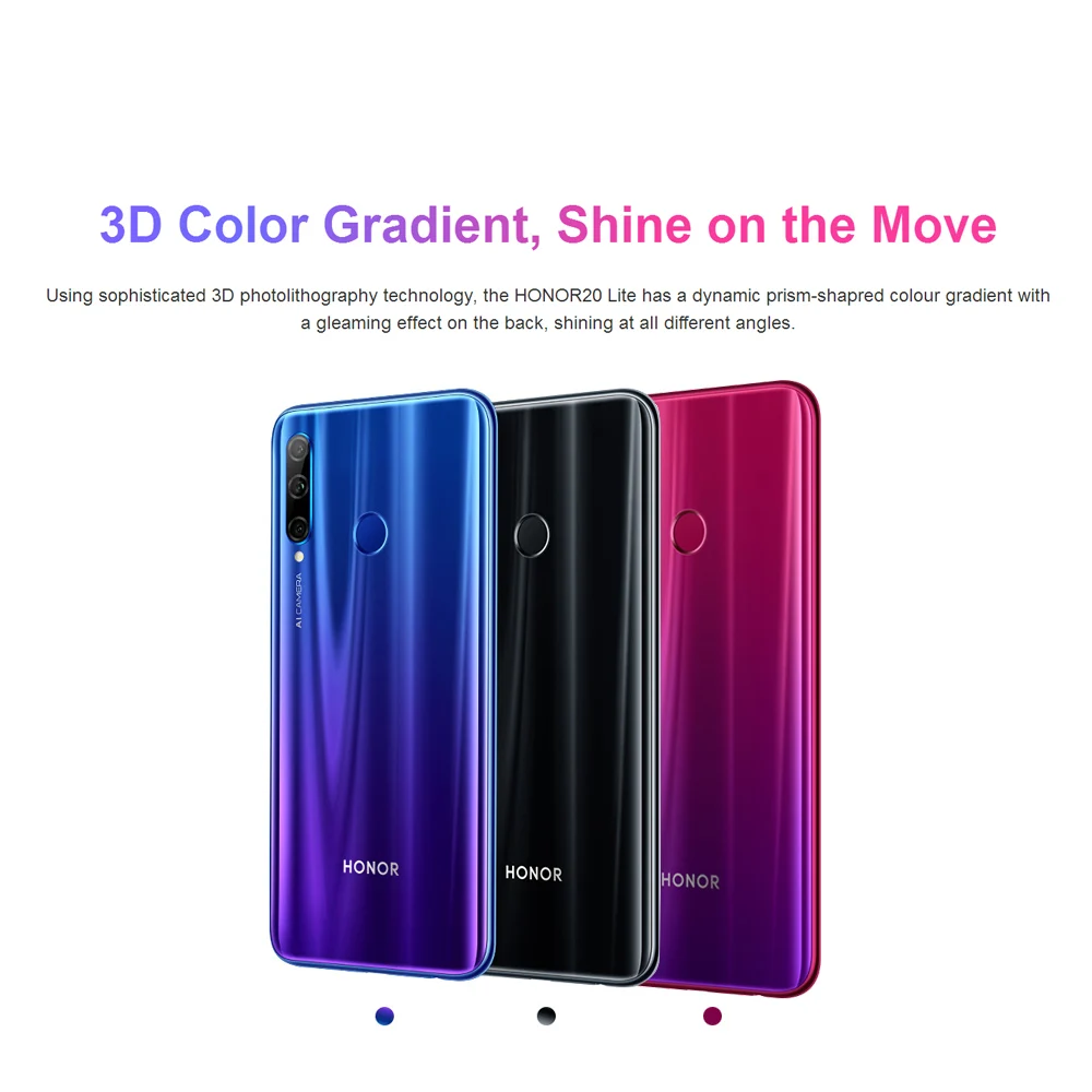 Мобильный телефон Honor 20 Lite с глобальной версией, 4 Гб, 128 ГБ, 6,21 дюйма, FHD+ 32 Мп+ 24 МП, Android 9,0, восьмиядерный смартфон с функцией распознавания лица, NFC, 4G
