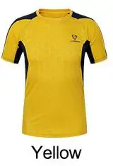 LS010 Yellow Цветная футболка для бега, мужские топы, футболки, мужская футболка для тренировок, бадминтона, короткий рукав, для спортзала, фитнеса, футбола, Майки для пеших прогулок - Цвет: LS010 Yellow