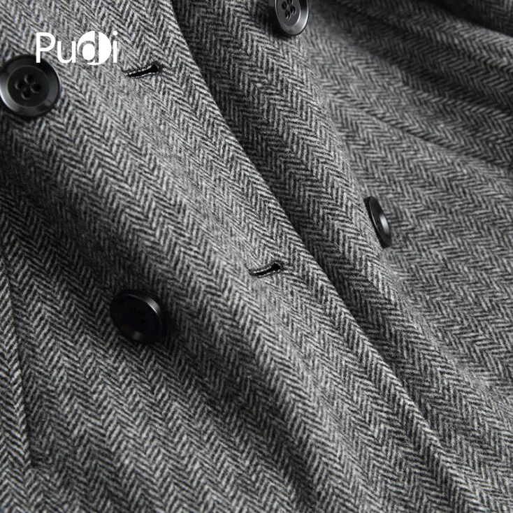 PUDI RO18052 Женская Осенняя зимняя новая короткая шерстяная куртка с карманами, Дамское длинное стильное пальто с карманами для отдыха
