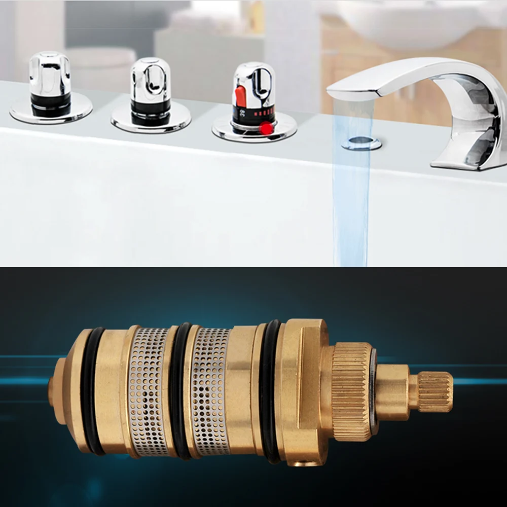 Brass Thermostatic Valve Spool Copper Faucet Cartridge Bath Mixer Tap Shower Mixing Valve Adjust The Mixing Water Temperature