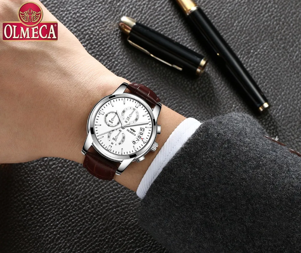 OLMECA мужские наручные часы Авто Дата Модные Роскошные Кварцевые relogio masculino