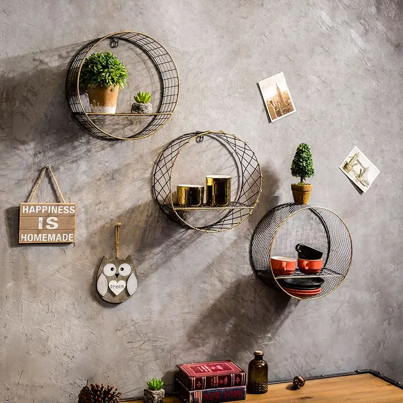 

Metal iron wall rack on the retro coffee shop wall decor bedroom creative wall shelf rack