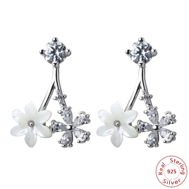 Серьги-подвески из стерлингового серебра 925 пробы с цветком розового золота