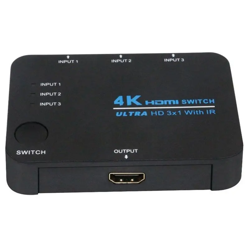 4K видео HDMI коммутатор 3X1 сплиттер 3 в 1 выход адаптер с ИК пультом дистанционного