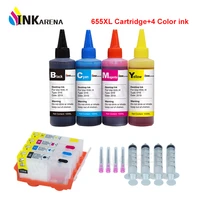 inkarena 655xl compatible for hp 655 refillable ink cartridge deskjet ink advantage 4625 4615 3525 5525 4 bottle printer ink