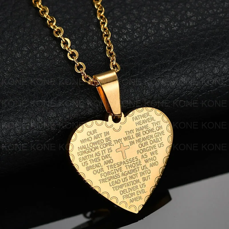 Ожерелье с кулоном UZone из нержавеющей стали золотой надписью Love Jesus Cross|Ожерелья