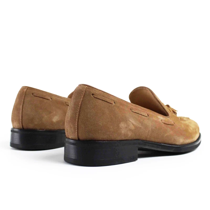 Мужские лоферы VIKEDUO из натуральной коровьей замши коричневые однотонные