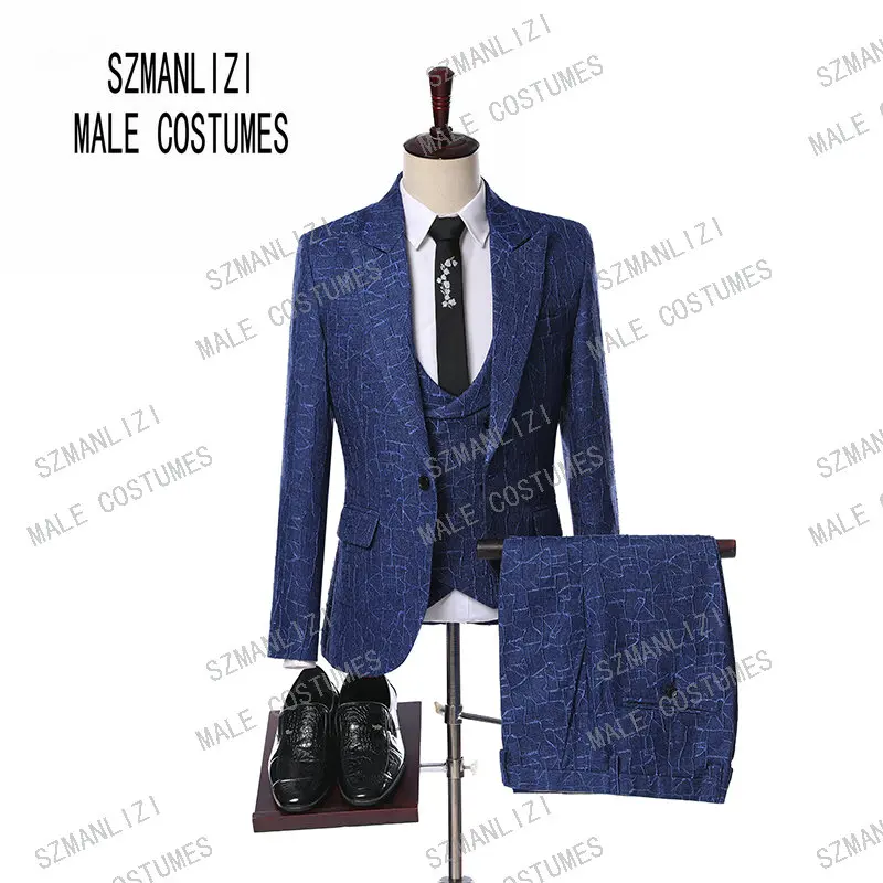 Traje De Hombre,, жених, мужской костюм, приталенный, 3 предмета, зеленые листья, модный дизайн, платье для жениха, вечерние костюмы, свадебный смокинг - Цвет: as picture