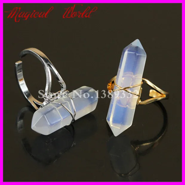 1 шт. кольцо с натуральным опалом золотистого/серебристого цвета проволочным