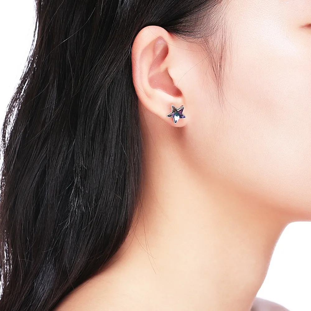 Women's Crystal Earrings High-grade Elegant Stars Sterling Silver Christmas Tree 925 Stud OL fashion | Украшения и аксессуары