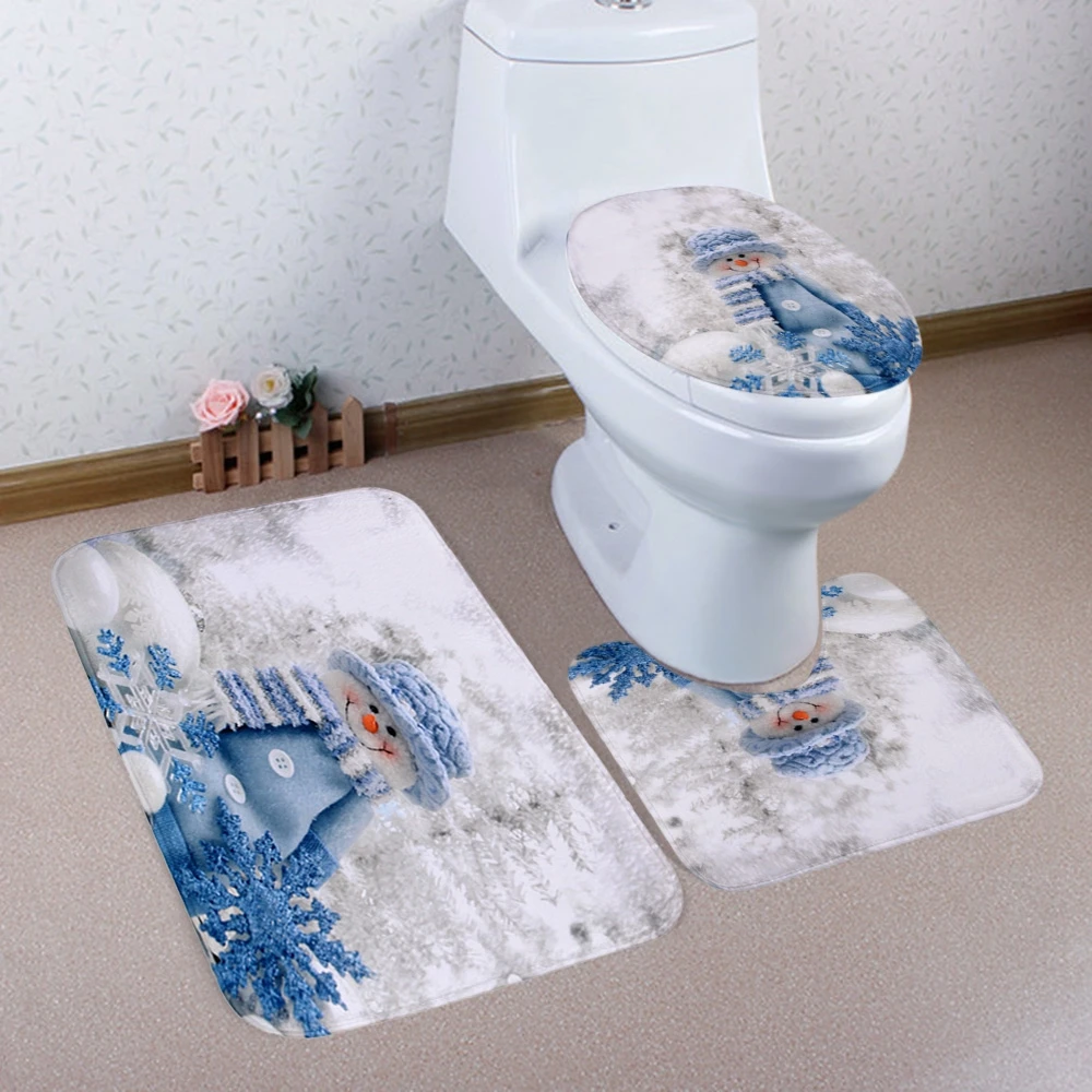Рождественский деревенский узор 3 шт. туалетный коврик для ванной рождественские