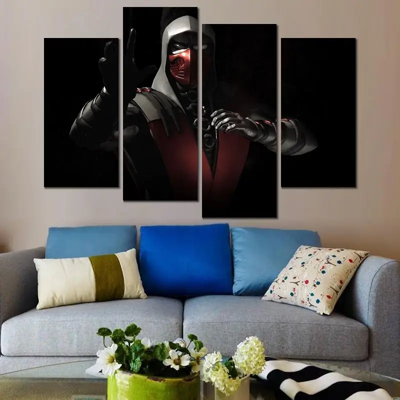 Украшение стены Печать на холсте 4 модульные piantings ermac mortal kombat бескаркасные | Дом и