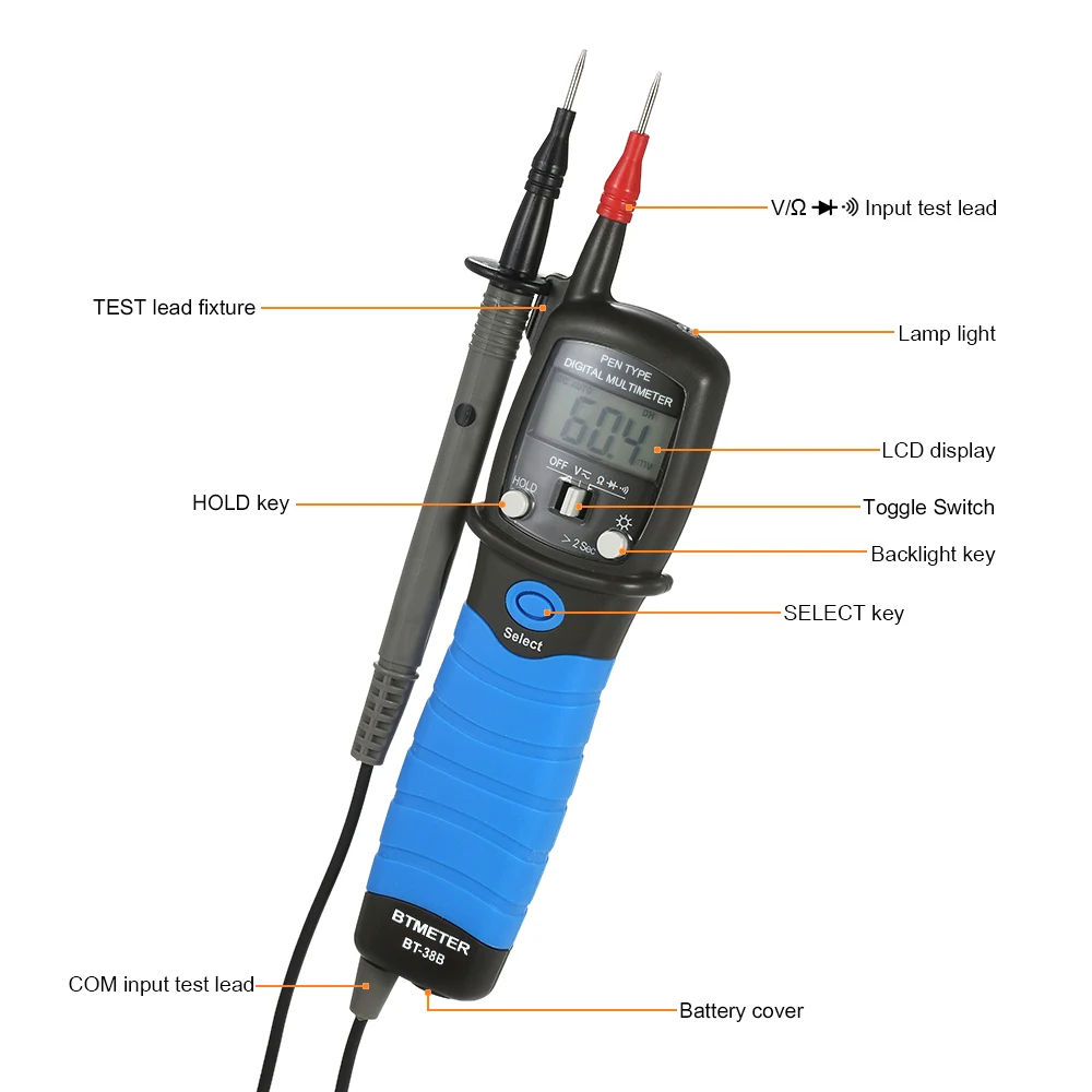 BTMETER Pen Type 2000 Counts Digital Multimeter Handheld Backlight LCD Display DC/AC Voltage Resistance Diode Continuity Tester |