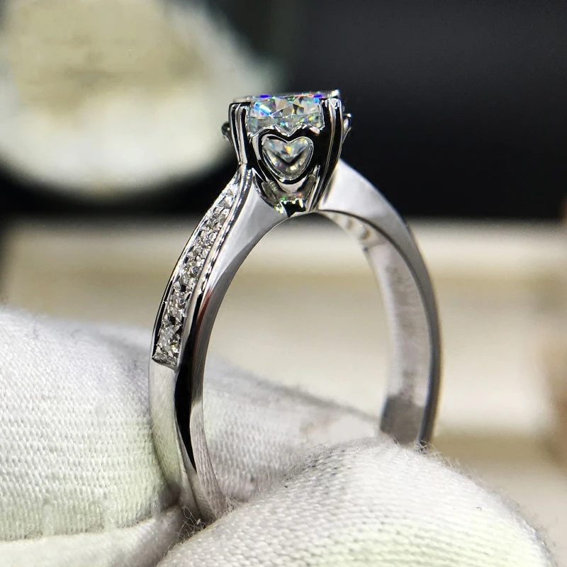 Чистое кольцо из белого золота 18 К 1ct 2ct 3ct VVS1 Moissanite кольцо в форме сердца обручальное Ювелирное кольцо на головщину круглое блестящее ограждение