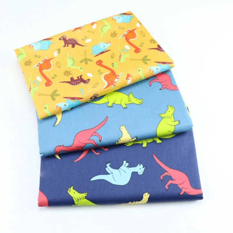100% хлопковая ткань с принтом динозавра для шитья сделай сам стеганая одежда