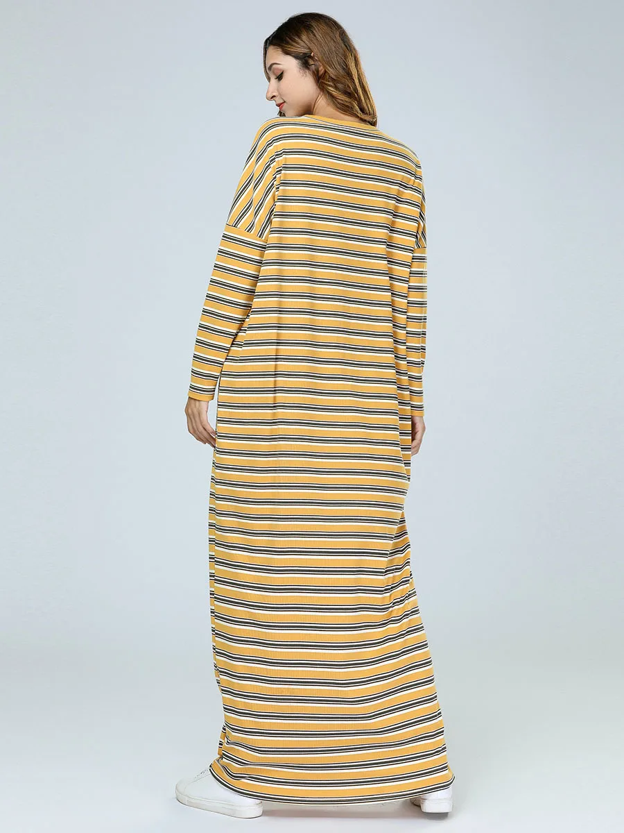 Женская мусульманская abaya большие размеры одежда 4XL полосатая футболка с