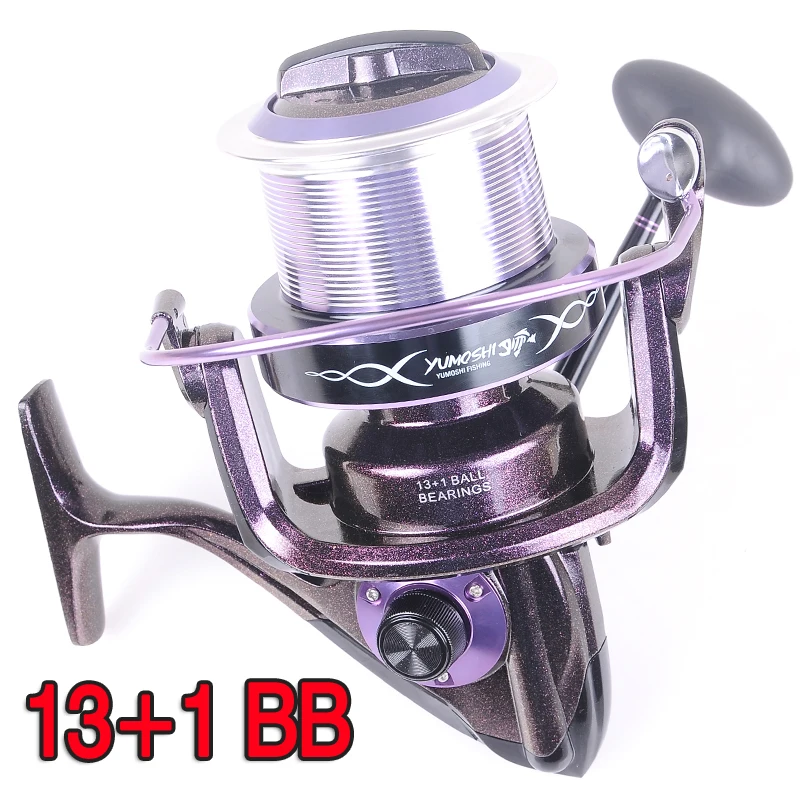 Hynix 8000 13 + 1BB long shot reel casting for carp and salt water surf spinning big sea fishing Metal Fishing Reel | Спорт и