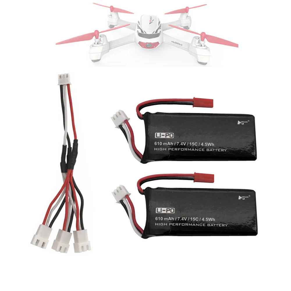 

Hot New Hubsan H502S H502E RC Quadcopter Spare Parts 2PCS 7.4V 15C 610mAh Battery& Charging Cable Set