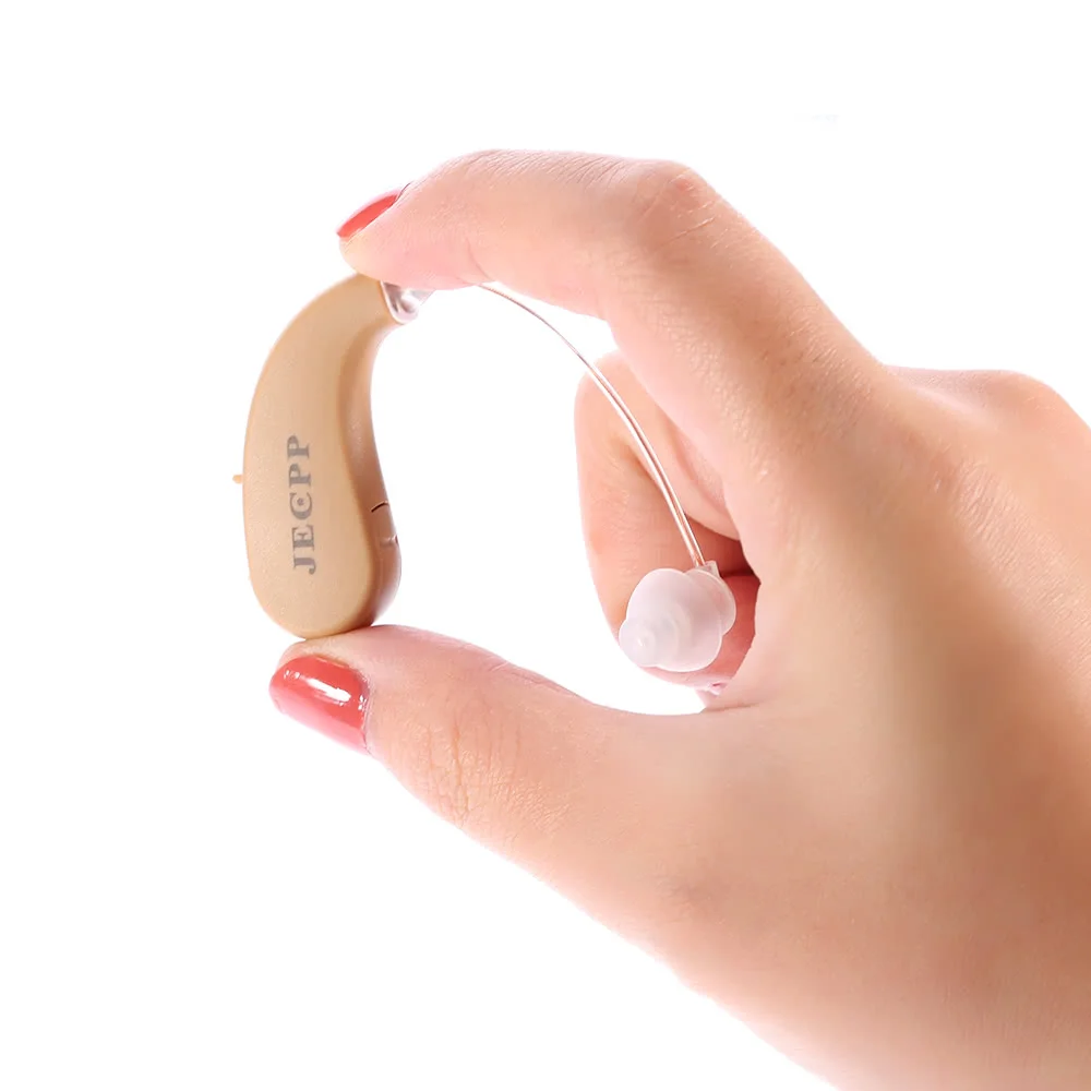 

Mini Behind Ear High-Low Tone Sound Amplifier Hearing Aid With UV Anti Bacteria Box Kit With Cleaning Brush Earplugs Button Batt