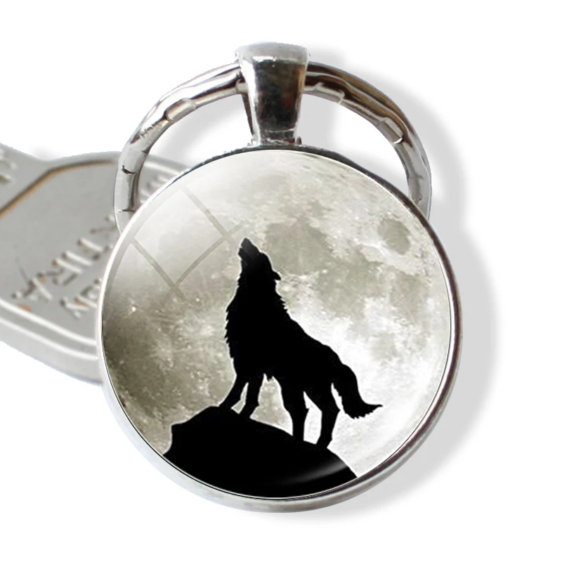 Брелок луна Wolf Moon кабошон стеклянный продукт брелок ювелирные изделия с