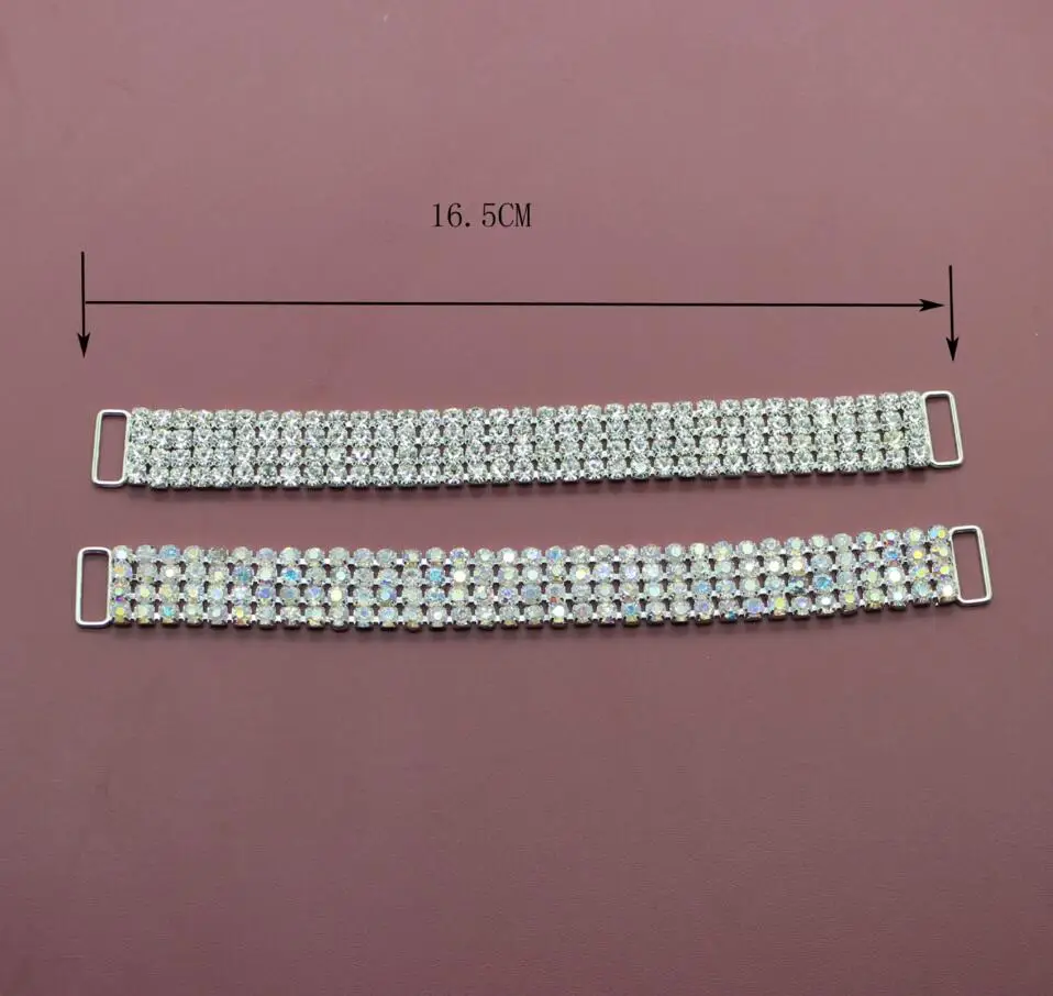 2 шт. 4 ряда Белый/AB Цвет Кристаллы горный хрусталь Соединительные элементы для