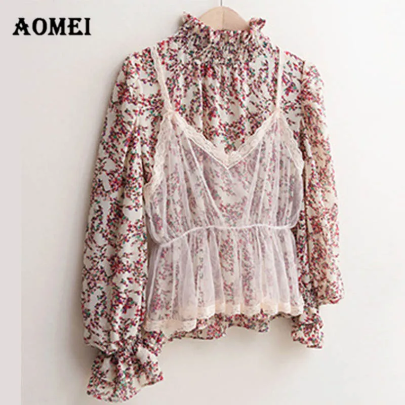 Женская блузка комплект из двух предметов кружевной фатиновый жилет Цветочные