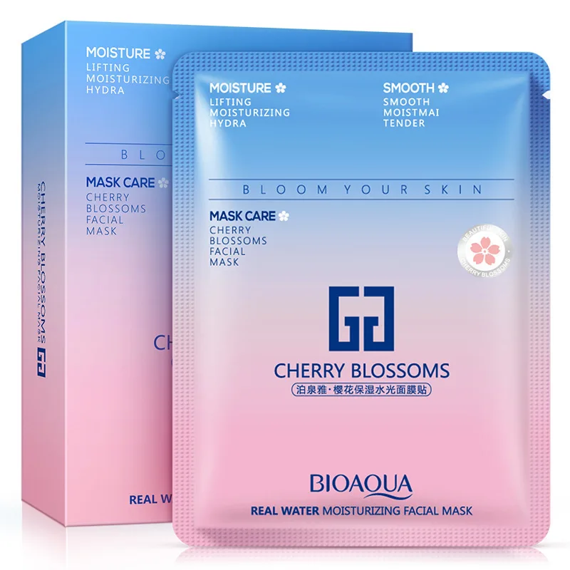 Bioaqua воды иглы маска для лица Cherry Blossom отбеливания кожи увлажняющий уменьшить