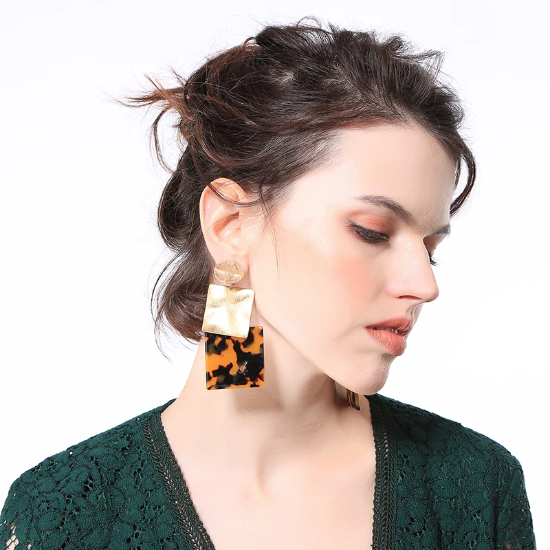 Серьги капли в богемном стиле Новое поступление Mulit цвет акрил квадратные серьги