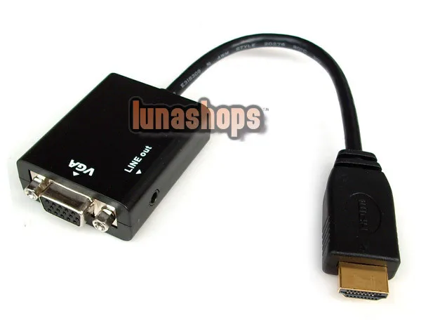 LN001965 ПК DVD HDTV HDMI для VGA Видео Аудио кабель конвертера(чип внутри)+ 3,5 мм линейный выход