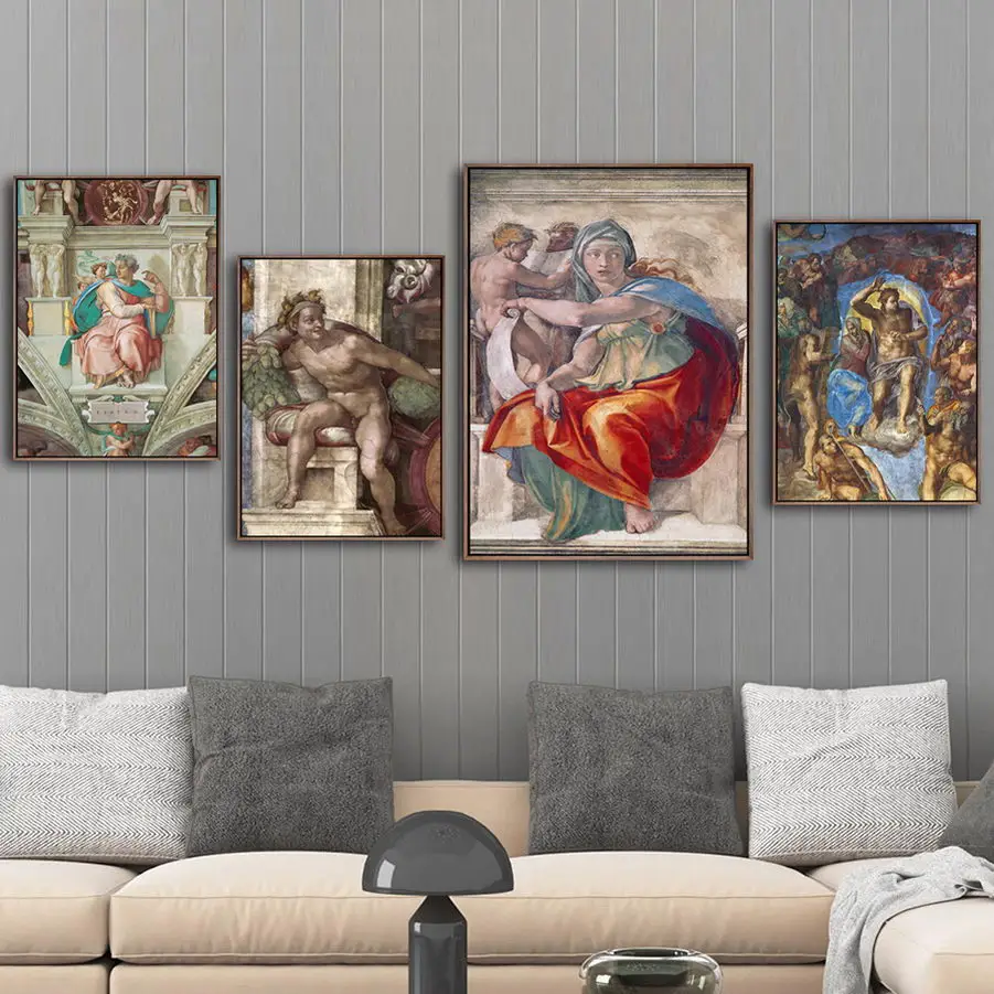 

Home Decor Canvas Print Art Wall Pictures Poster Canvas Printing Paintings Italian Michelangelo Buonarroti Last Judgment