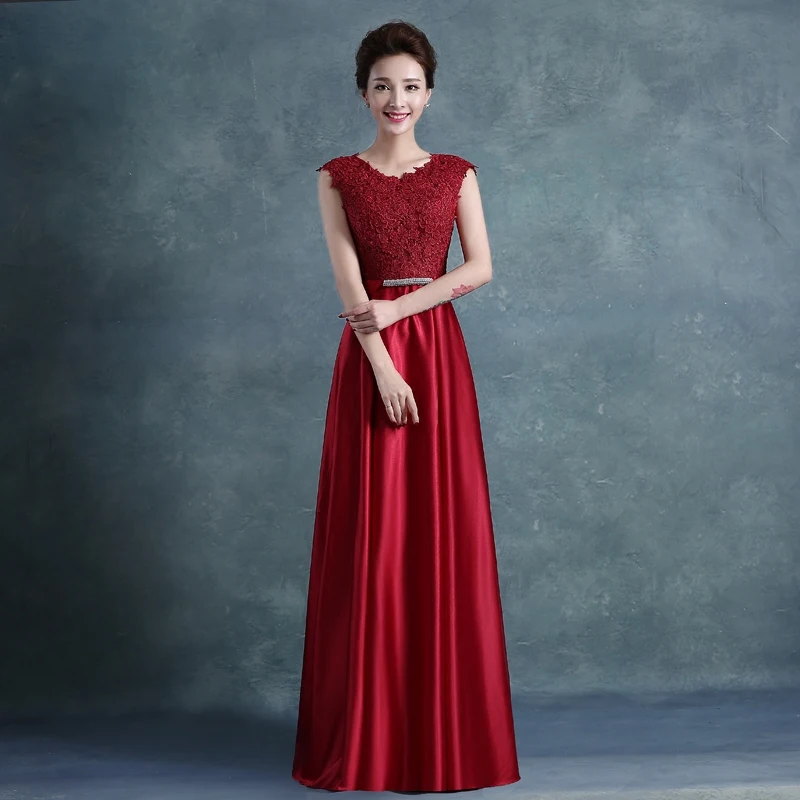 Длинное Красное платье для выпускного вечера Longo атласное шелковое кружевное