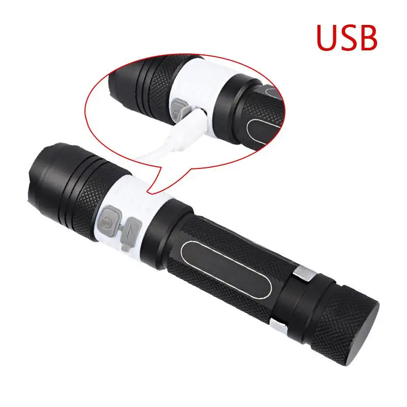 Мощный карманный фонарик зум светодио дный светодиодный cree XML T6 USB водостойкая