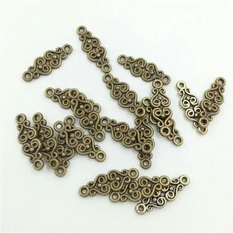 Цветочный ломтик с двумя разъемами Бронзовый Серебряный цинковый сплав DIY